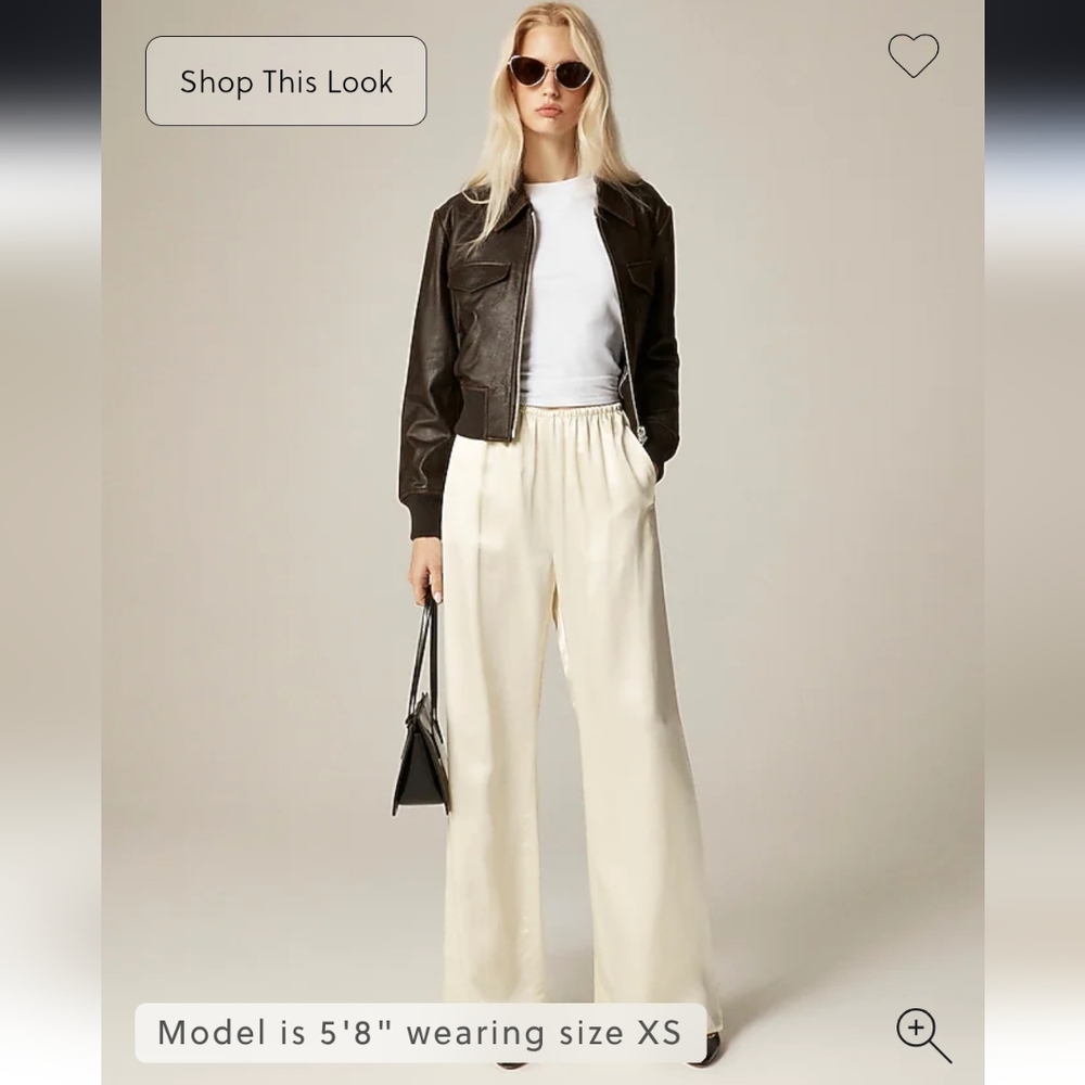 J.Crew Women's Cosmo pant in luster charmeuse Cream Sz M $158